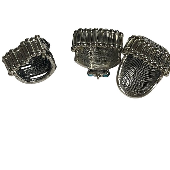 Bohemian Statement Rings Set Of 3 Tribal Designs Adjustable Costume Jewelry - Picture 2 of 5